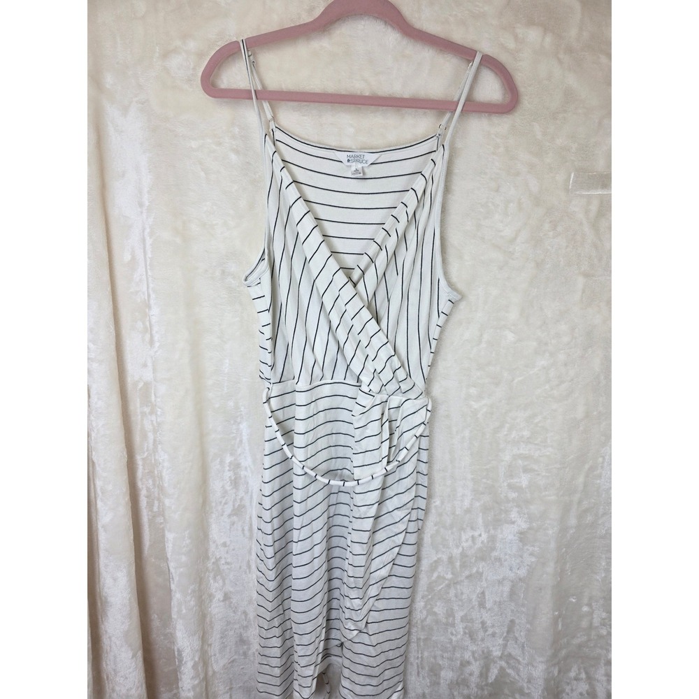 Market & Spruce White Black Striped Wrap Neck Dress‎ XL Petite